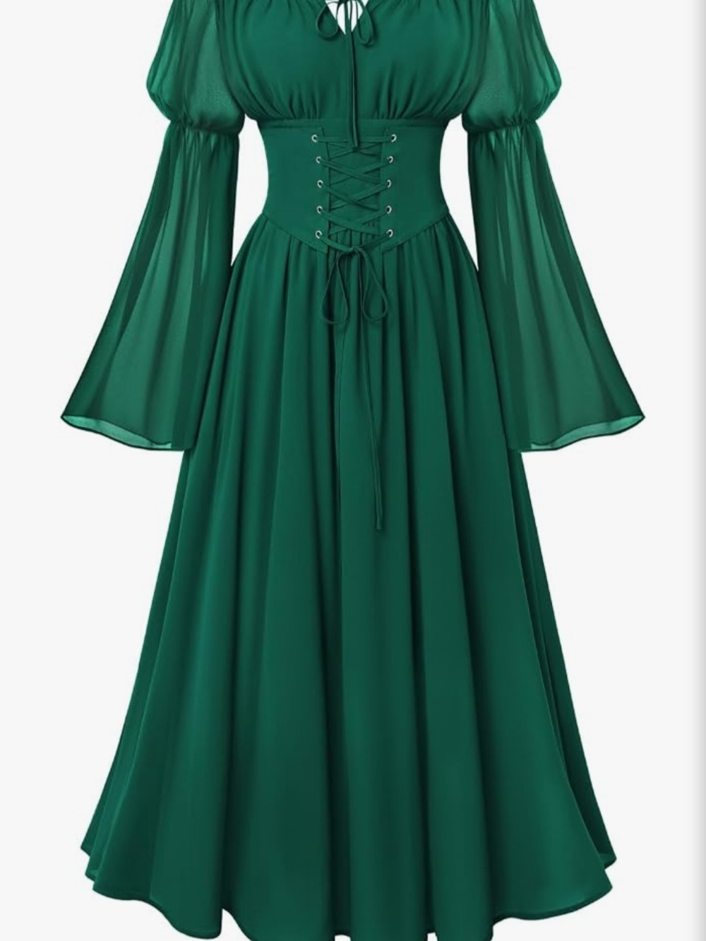 Elegant Emerald Green Corset Midi Dress With Built In Corset And Pockets